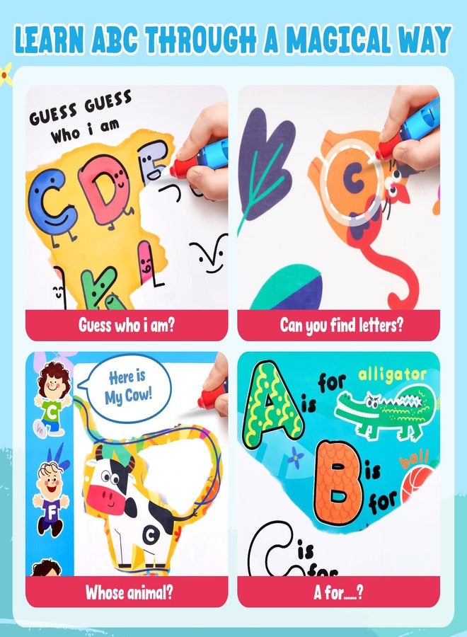 JoyCat كتاب تلوين حروف الأبجدية المائي من جوي كات للأطفال الصغار من 3 إلى 5 سنوات، قابل لإعادة الاستخدام، 14 صفحة أنشطة مع قلم مائي للرسم بدون فوضى، ألعاب تعليم الحروف الأبجدية لمرحلة ما قبل المدرسة، للأولاد والبنات الصغار - Image 4